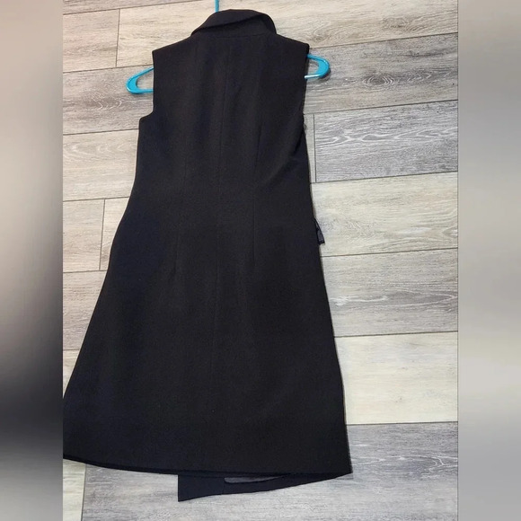 White House Black market black sleeveless long dressy vest - Picture 4 of 7